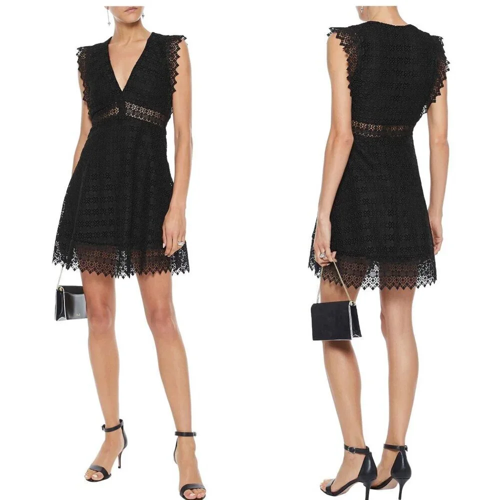 Sandro Lindsey black pinked crocheted dress, Size 3/L - Picture 15 of 15